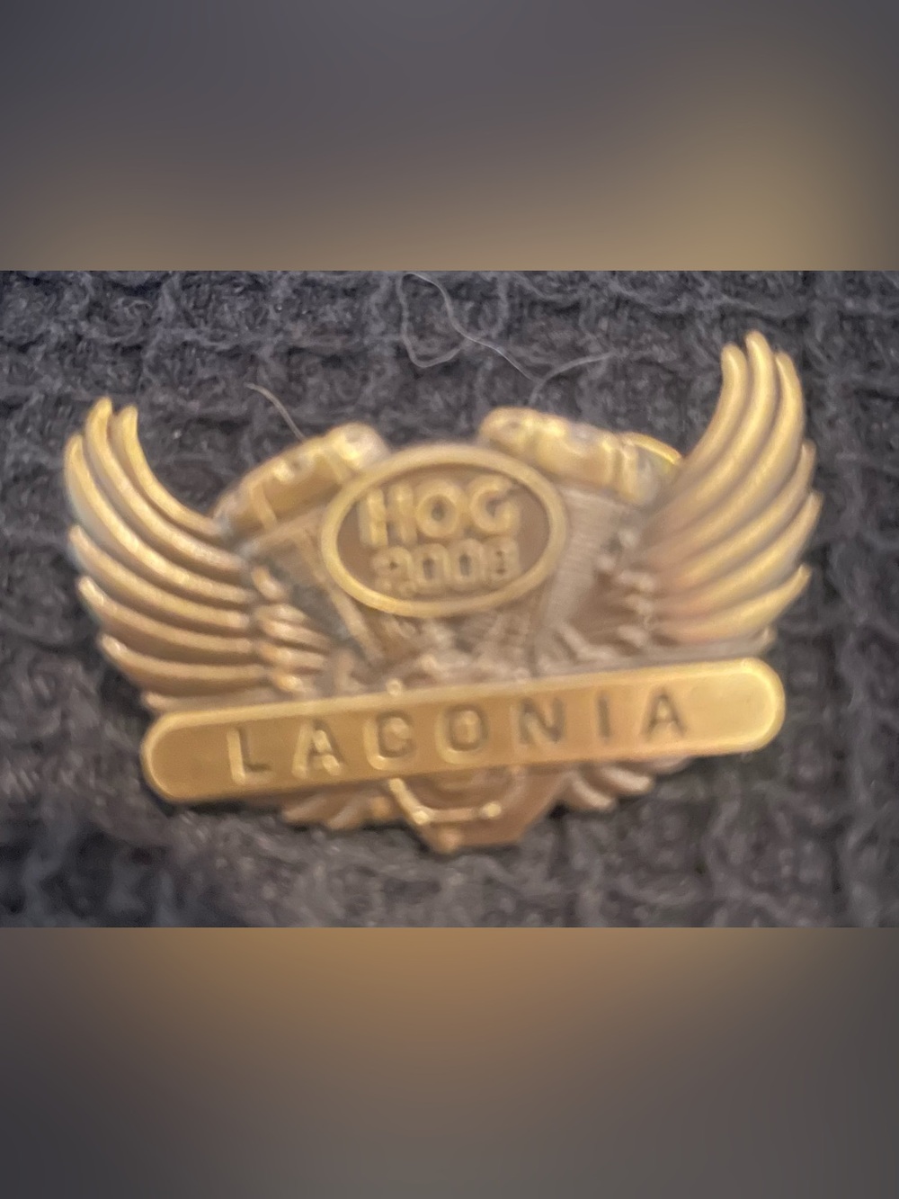 Vintage 2008 HOG Harley Owners Group Laconia Pin – Brass Winged Lapel Pin